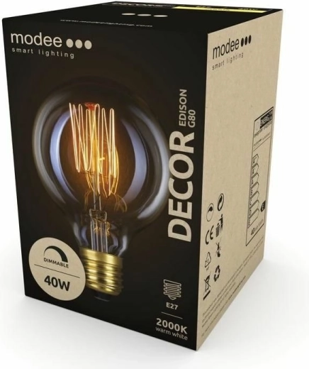 Modee Smart ampoule décorative Edison G80 E27 40 W blanc extra chaud