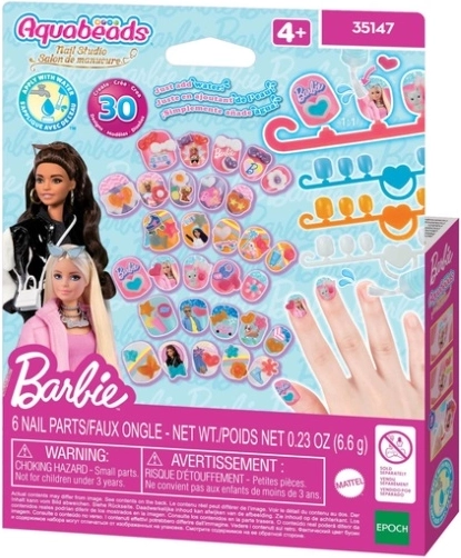 Aquabeads Barbie Nail Studio – coffret créatif de décoration d’ongles avec perles aquatiques