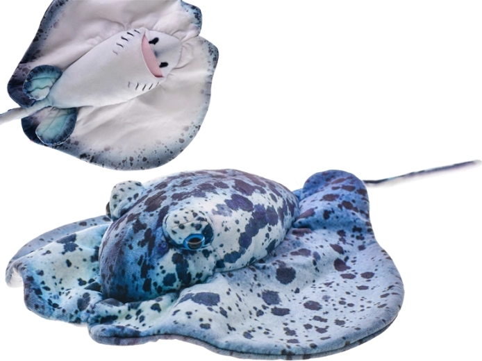 Raie en peluche 55 cm bleue