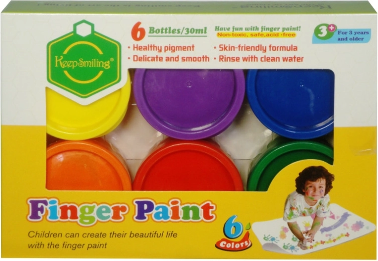Peintures au doigt – coffret de 6 couleurs de 30 ml