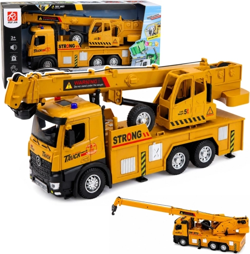 Camion de chantier avec grue, cabine en métal, lumières et sons 1:12 - 1 pièce