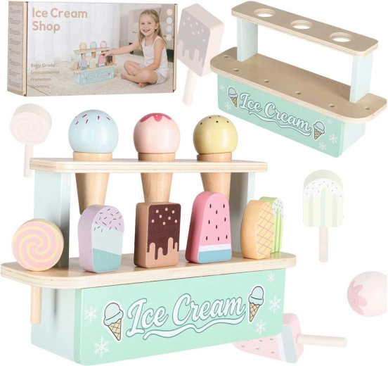 Glacier en bois pour enfants – stand de glaces (10 pièces)