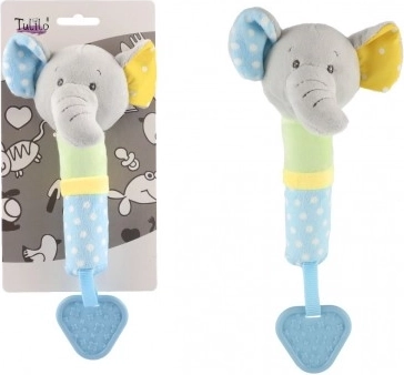 Éléphant en peluche avec hochet et anneau de dentition 23 cm