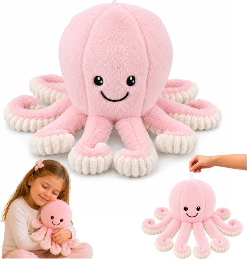 Pieuvre en peluche avec tentacules élastiques rose 50 cm