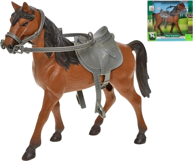 Cheval avec selle 28 cm – figurine réaliste pour enfants