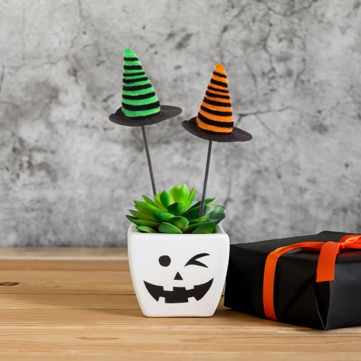 Décoration d’Halloween pour pot de fleurs – chapeau de sorcière, lot de 3 pièces
