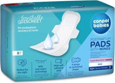 Canpol babies Serviettes post-partum avec ailettes nuit 8 pcs