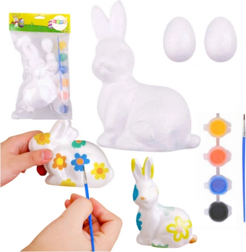 Kit de peinture pour décorations en polystyrène Lapin et 2 œufs