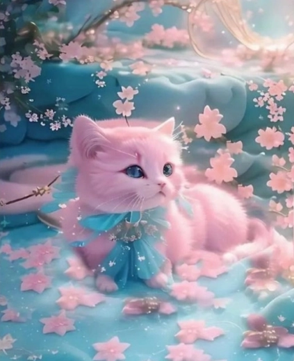 Peinture par numéros – chaton rose 40 × 50 cm