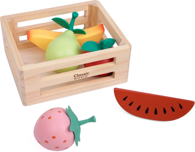 Classic World set de fruits en bois dans un panier - 6 pièces