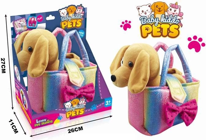 Chien en peluche dans un sac