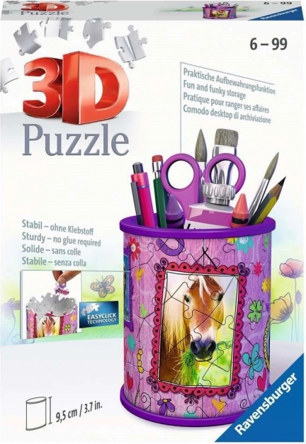 RAVENSBURGER Puzzle 3D pot à crayons – cheval, 57 pièces