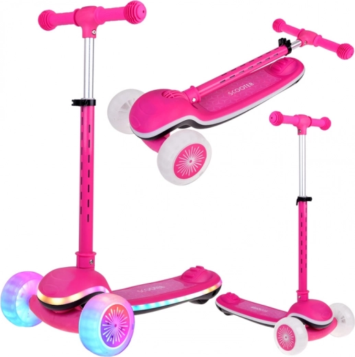 Trottinette d’équilibre pour enfants à trois roues avec LED et musique – Rose