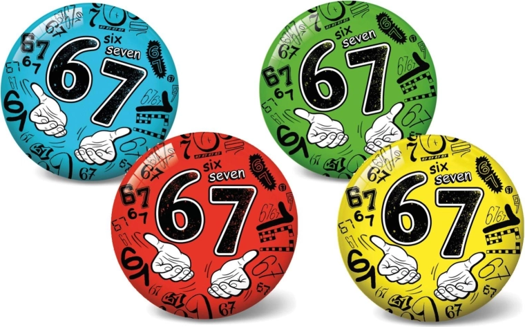 Ballon gonflable 11 cm Six Seven – balle éducative avec chiffres, 4 couleurs