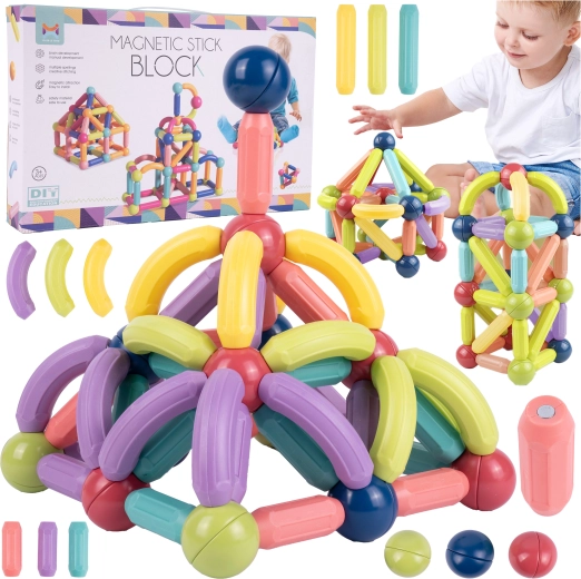 Jeu de construction magnétique pieds et tubes 120 pièces