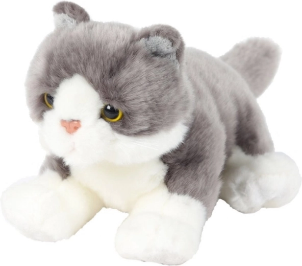 Mascotte de chat grise allongée 30 cm
