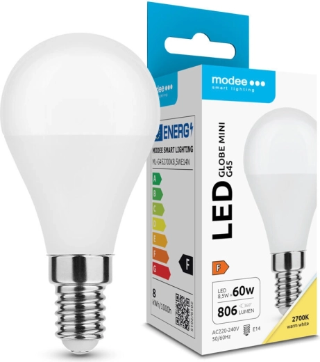 Ampoule LED Modee Globe Mini G45 8,5 W E14, 806 lm, blanc chaud