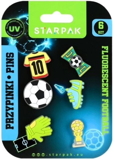 Badges en caoutchouc Football fluo - 6 pièces