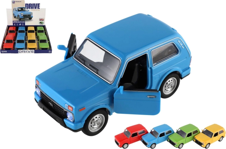 Petite voiture en plastique à friction avec son et lumière 15 cm (assortiment de couleurs)