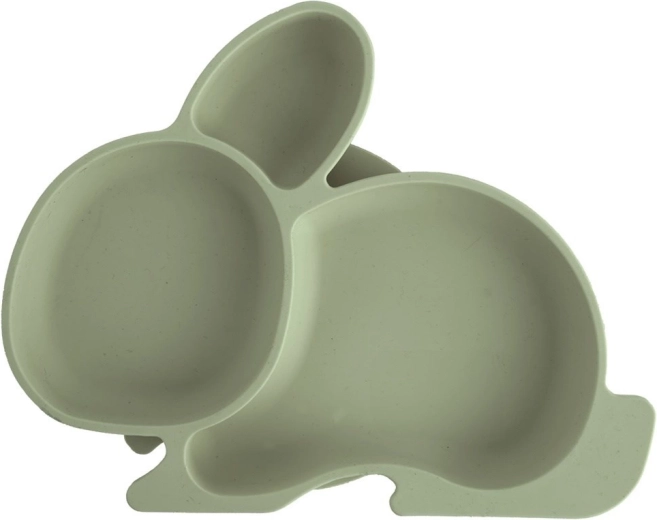 Assiette pour enfant en silicone à compartiments en forme de lapin, vert 23 × 18,5 × 3,5 cm