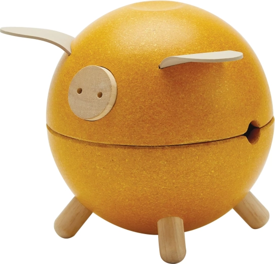PlanToys tirelire en bois cochon jaune Orchard