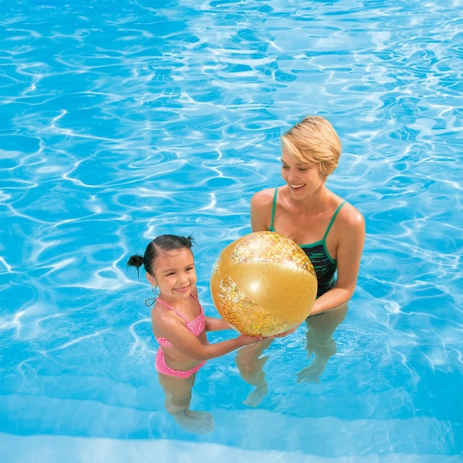 Balle gonflable à paillettes jaune, 51 cm
