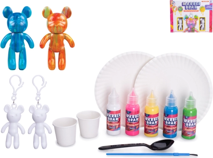 Kit créatif porte-clés Ourson – 2 pièces pour effet marbré