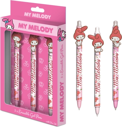 My Melody – lot de 3 stylos gel effaçables