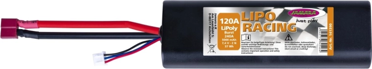 Batterie LiPo LiPo Racing 7,4 V 5000 mAh 37 Wh dans un boîtier rigide