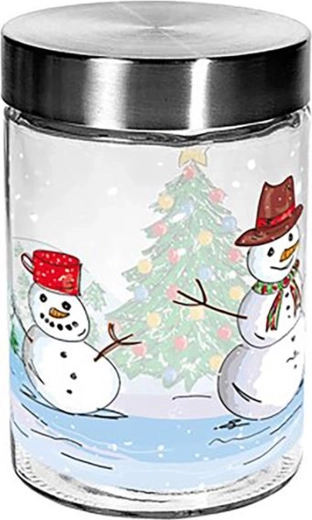Bocal en verre pour biscuits TORO 1100 ml avec bonhomme de neige