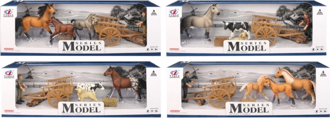 Set monde animal avec figurine, brouette et chevaux