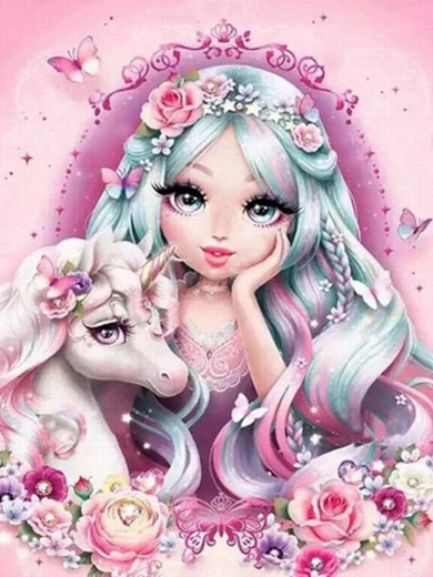 Peinture par numéros – princesse et licorne 40 × 50 cm