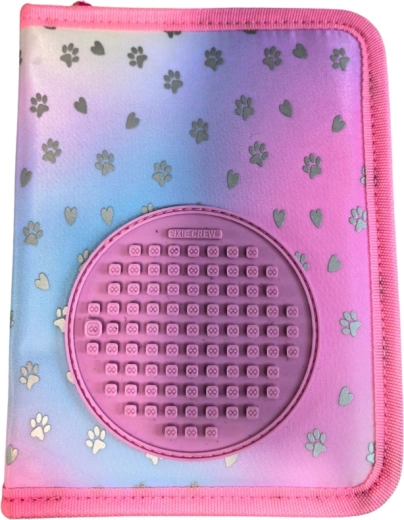 Trousse scolaire Pixie Crew à un compartiment rose, cœurs et pattes