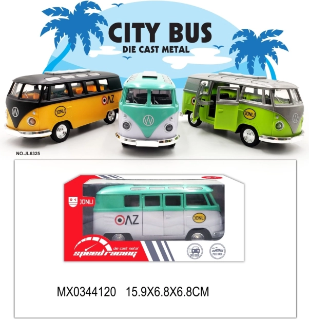 Mini bus en métal avec portes ouvrantes et mécanisme à rétrofriction