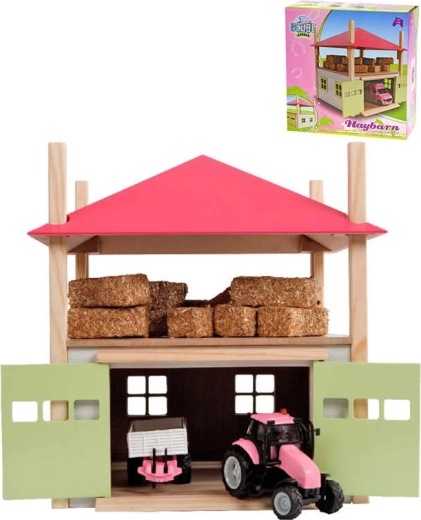 Kids Globe râtelier à foin en bois et grange 2-en-1 1:32