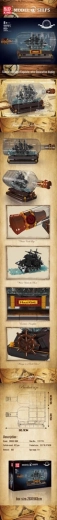 Jeu de construction bateau pirate en bouteille 792 pièces
