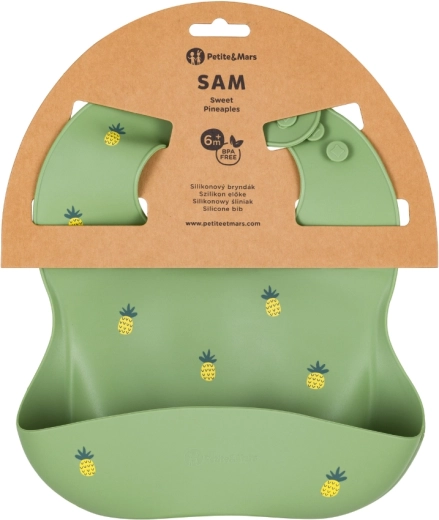 Petite&Mars bavoir en silicone Take&Match Sweet Pineaples 6m+