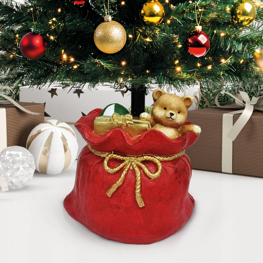 Pied pour sapin de Noël en forme de sac du Père Noël