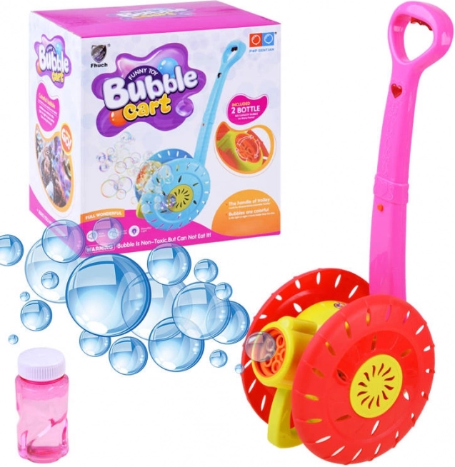 Chariot à pousser pour enfants avec machine à bulles