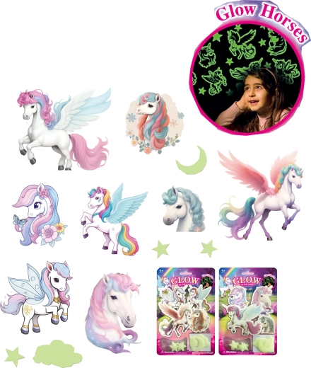 Autocollants lumineux lune, étoiles et licornes pour chambre d’enfant