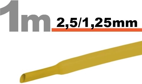Gaine thermorétractable jaune 2,5/1,25 mm