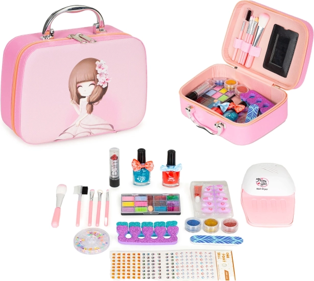 Coffret de maquillage pour enfants en valisette avec miroir et lampe UV LED