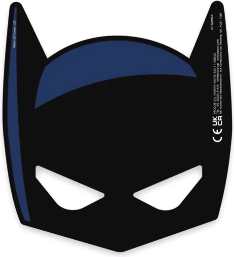 Masque en papier de carnaval Batman - lot de 6 pièces