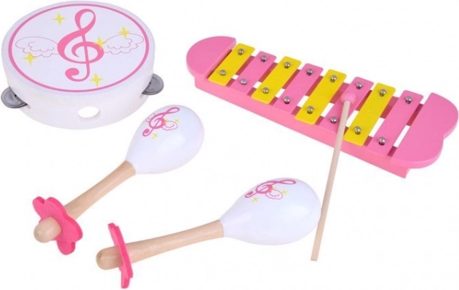 Ensemble d’instruments de musique en bois pour enfants – xylophone, tambourin et maracas