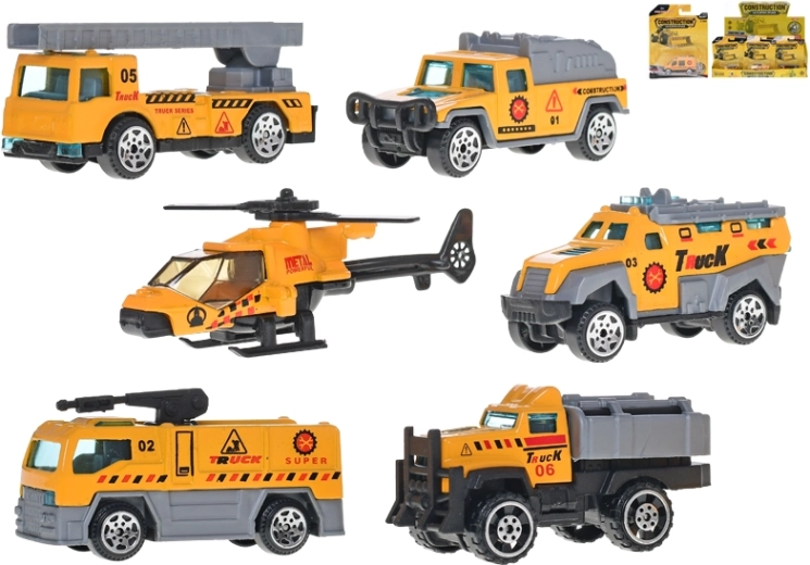 Véhicules de chantier en métal 7–8,5 cm – set de 18 pièces