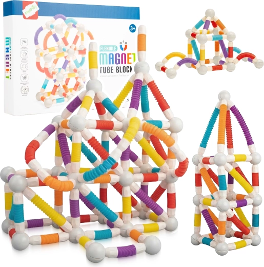Jeu de construction magnétique – tubes mobiles, 100 pièces