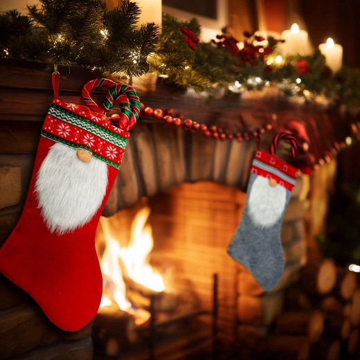 Chaussette de Noël avec lutin 45 cm - 1 pièce