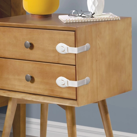 Loquet de sécurité autocollant pour portes, blanc, 2 pièces