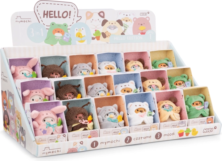 Nici MyMochi Hello – présentoir de comptoir avec peluches 8 cm, assortiment de 18 pcs