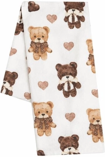 Lange en coton imprimée New Baby oursons avec petit cœur